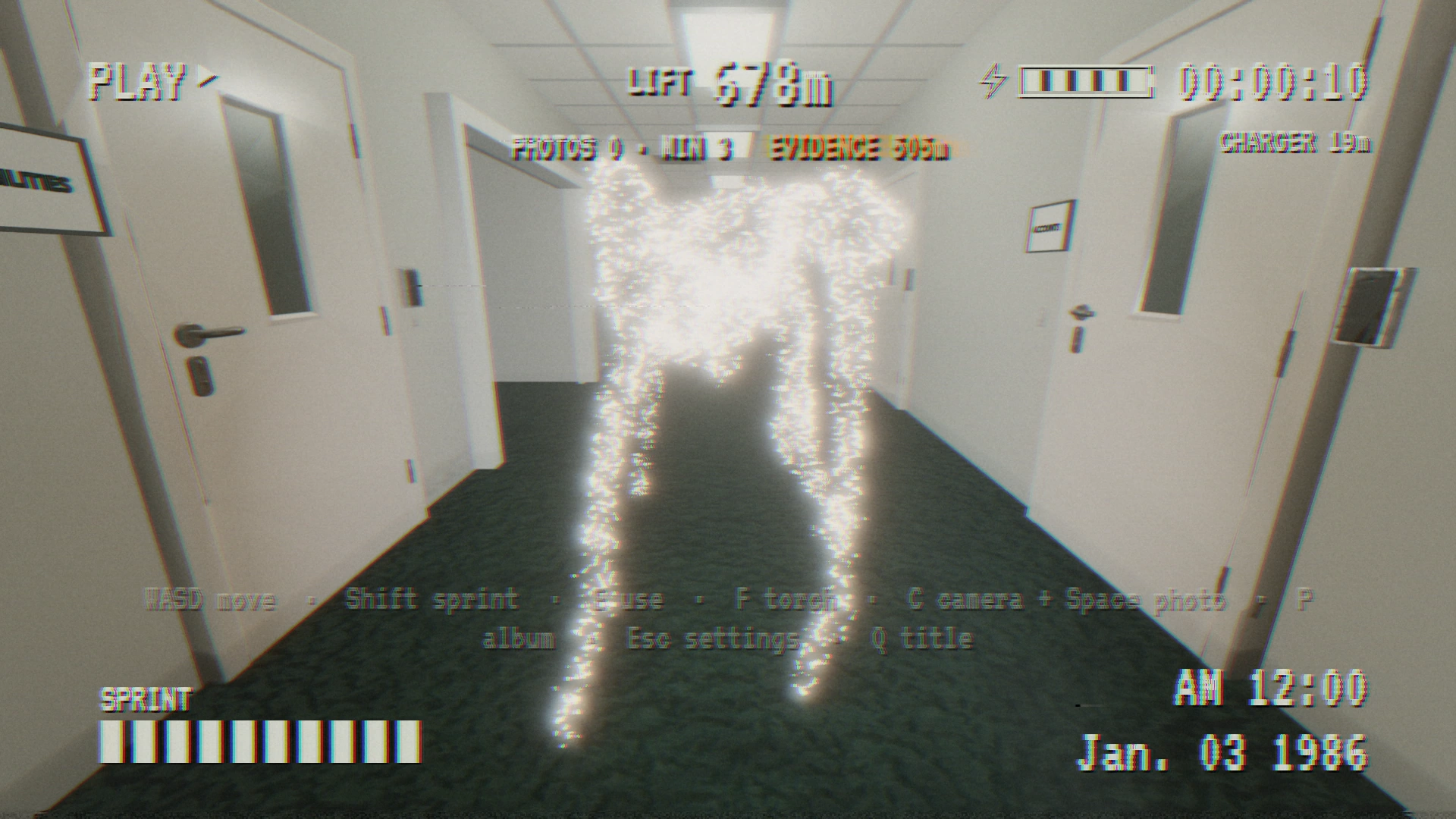 Flashlight combat against the Office creature with the native game HUD visible.