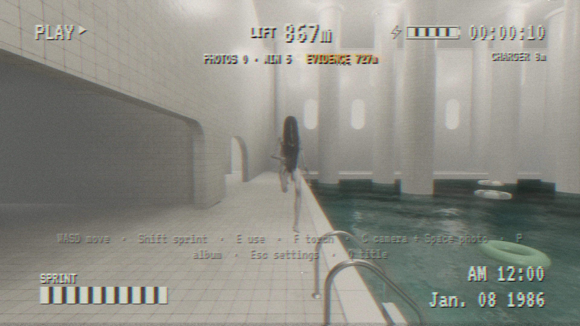 The Poolrooms creature with the native game HUD visible.